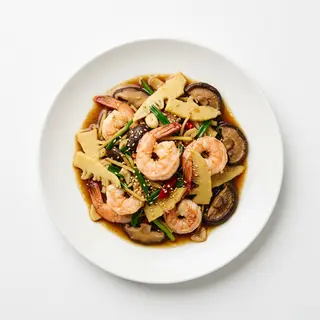 B1. Gambas Con Bambú Y Setas