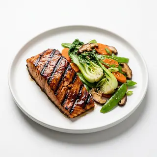 Teppanyaki de lomo de salmón teriyaki