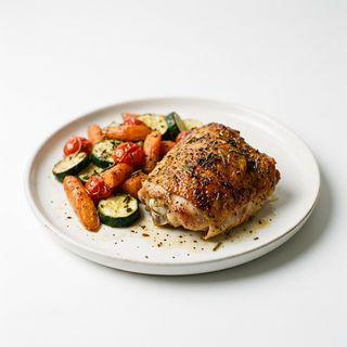 Muslo De Pollo Al Horno Con Verduras Mixtas