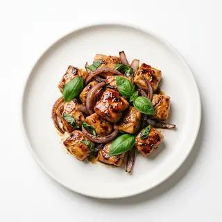 Teppanyaki de dados de pollo