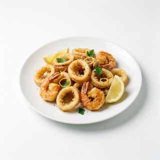 Fritto di calamari e gamberi