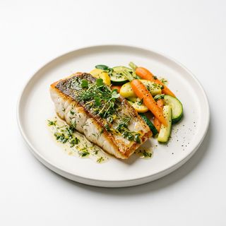 Pescado Con Verduras En Su Salsa