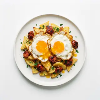 Huevos rotos con chistorra
