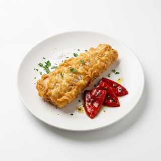 Merluza Frita Con Pimientos Del Piquillo