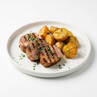 Solomillo a la parrilla con patatas al horno