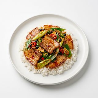 63.Pancetta in salsa chili con riso bianco回锅肉盖饭
