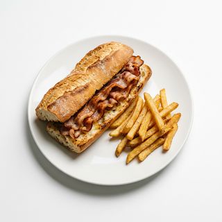 Bocadillo De Bacon Con Patatas Fritas