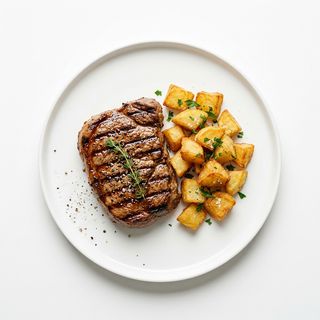Filete De Ternera A La Plancha Con Patatas