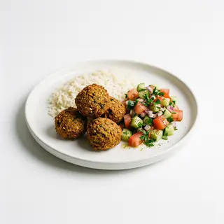 Falafel De Garbanzos Con Arroz Y Ensalada (Ración)