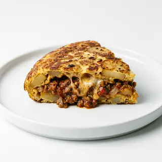 Tortilla de boloñesa con queso
