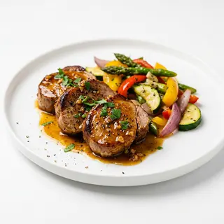 Solomillo Al Whisky Con Verduras