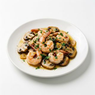 Gambas con champiñones