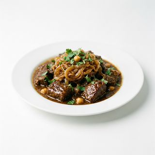 Tajín De Carne Con Cebolla Caramelizada