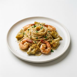 Espaguetis Con Gambas Y Alcachofas