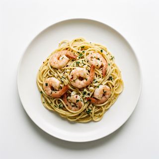 Espaguetis con Gambas y ajillo