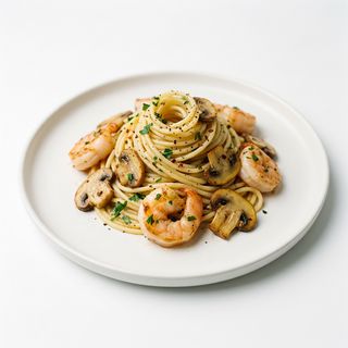 Espaguetis Con Gambas Y Champiñones