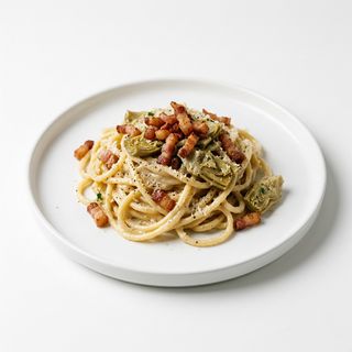Tonnarelli alla gricia con carciofi