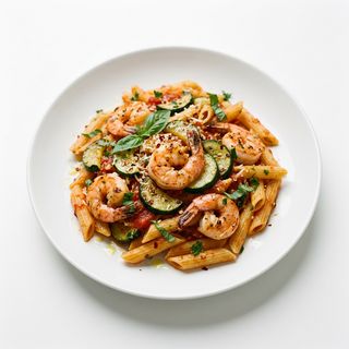 Penne Con Calabacín Y Gambas