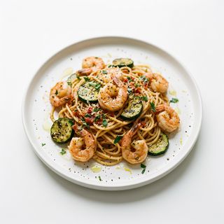 Spaghetti Con Calabacín Y Gambas