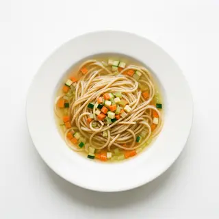 Spaghetti di grano brodo con verdure