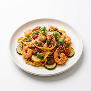 Tagliatelle Con Calabacín Y Gambas