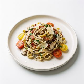 Tagliatelle con crema de champiñón y trufa