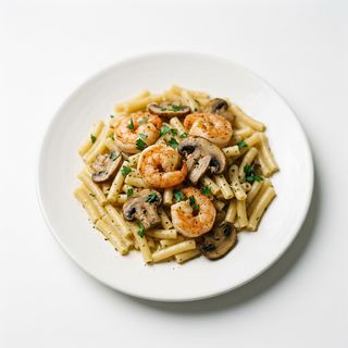 Macarrones Con Gambas Y Champiñones