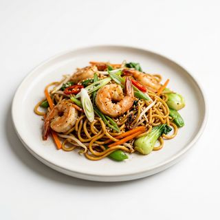 Fideos Salteados Con Gambas