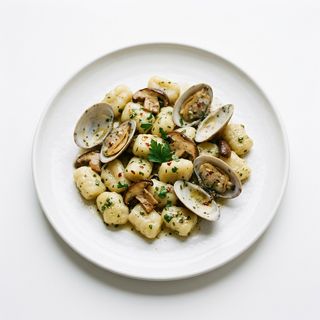 Gnocchi con vongole e funghi porcini