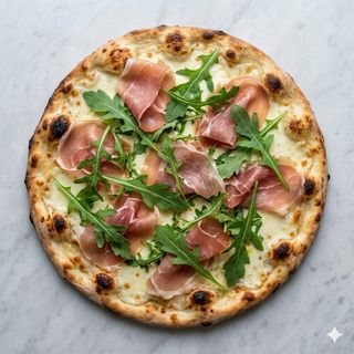 Pizza de rúcula y jamón 30 cm.