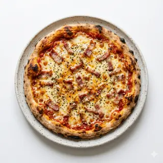 Pizza Mozzarella, Tomate y Bacon