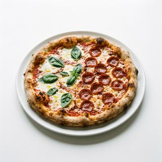 Pizza Mitad Y Mitad (29 Cm. A 31 Cm. Aprox.)