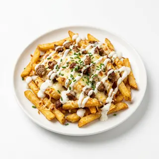Plato De Patatas Fritas Con Queso Gratinado