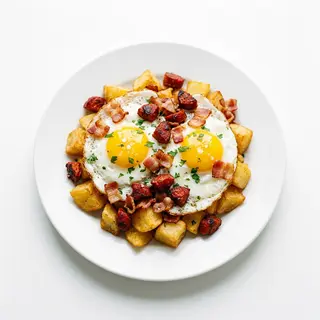 Huevos Estrellados Con CHorizo Y Bacon