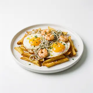 Huevos Estrellados Con Gulas Y Gambas