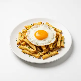 Patatas frita con huevo