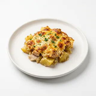 Pollo Gartinado Con Patatas Y Queso