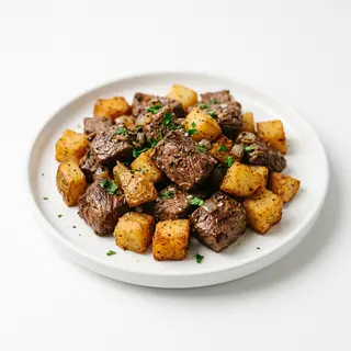 Ración De Patatas Y Carne De Ternera (Mediana)