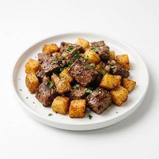 Ración De Patatas Y Carne De Ternera (Mediana)