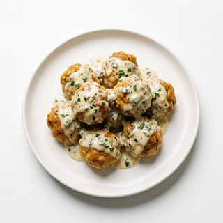 Ración de albóndigas de pollo al roquefort