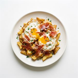 Ración De Huevos Rotos Con Jamón