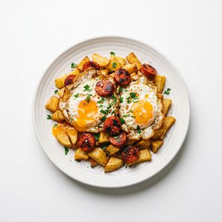 Huevos Rotos Con Chistorra (Ración)