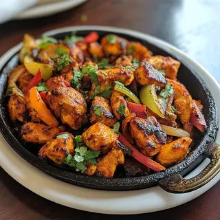 Pollo en fuente quemada