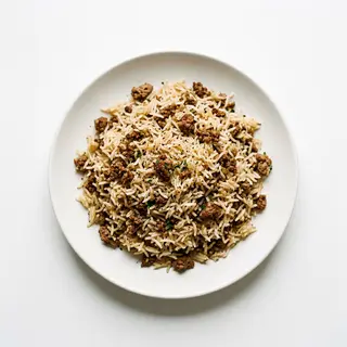 Arroz con carne picada