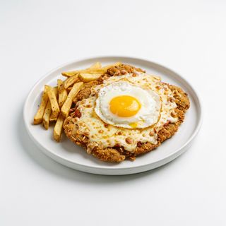 Milanesa De Ternera Con Huevo Y Queso Gratinado