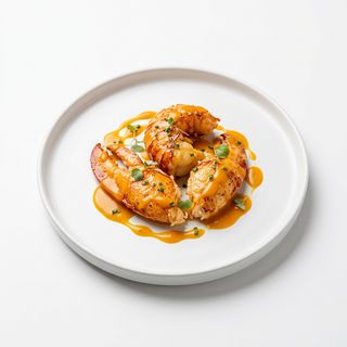 Bogavante saltead con salsa calabaza