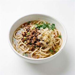 Fideos Con Caldo Y Carne Picada Con Chucrut