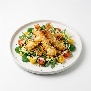 Ensalada De Langostinos En Tempura