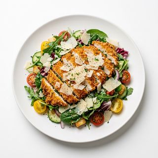 Ensalada de pollo con parmesano
