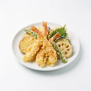 Tempura De Verdura Con Langostinos